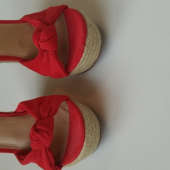 Express Red Platform Espadrilles Woven 3" Wedge 6 NWT - Picture 5 of 8
